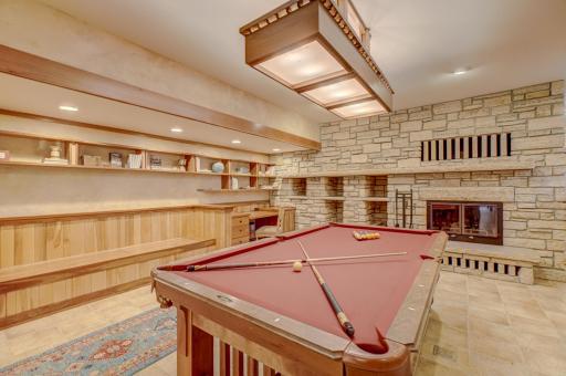 The tiled floor throughout the lower level has in-floor heat.