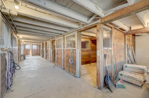 Five spacious horse stalls and tack room.