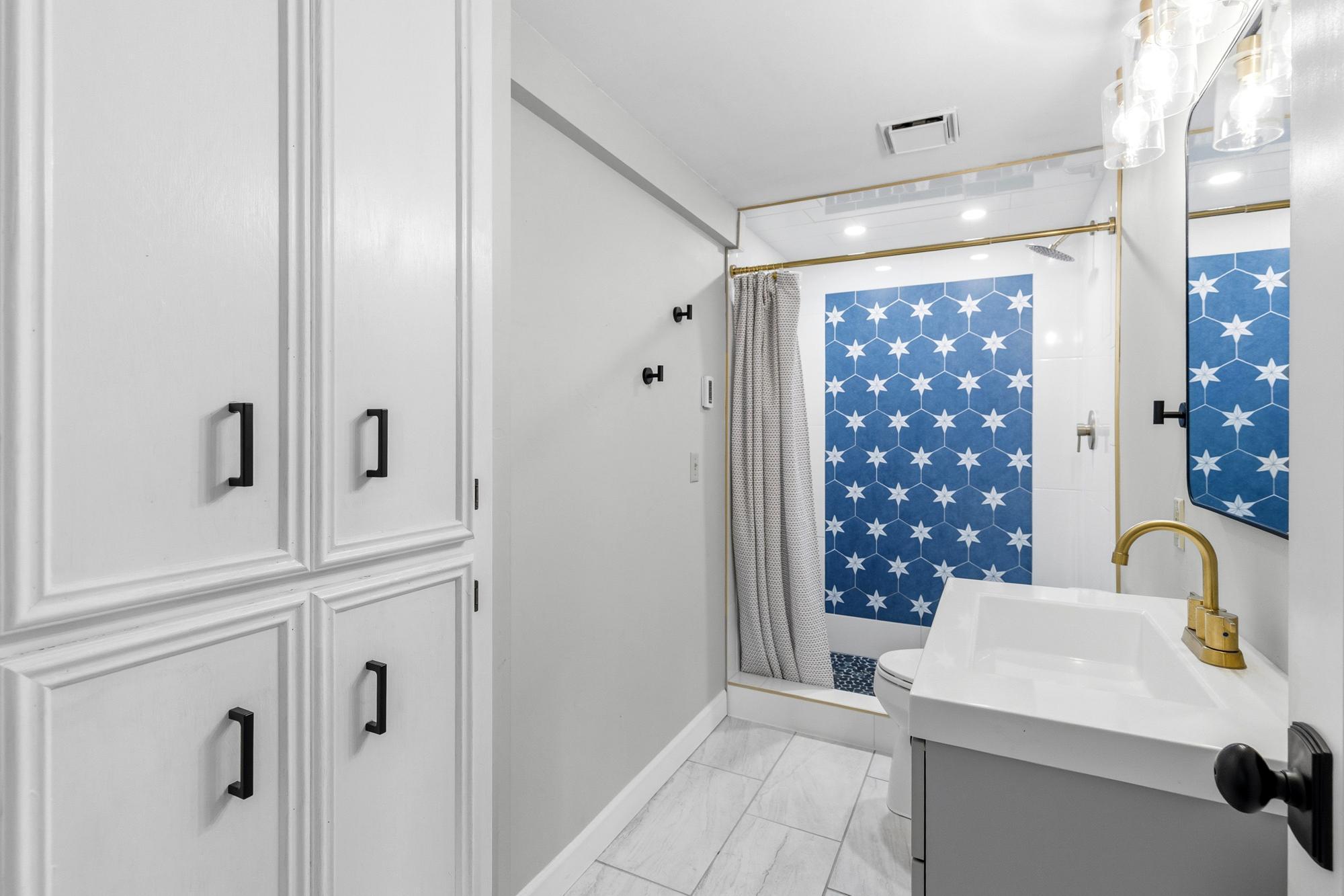 The last of the three renovated baths, this lucky one even got in-floor heat!