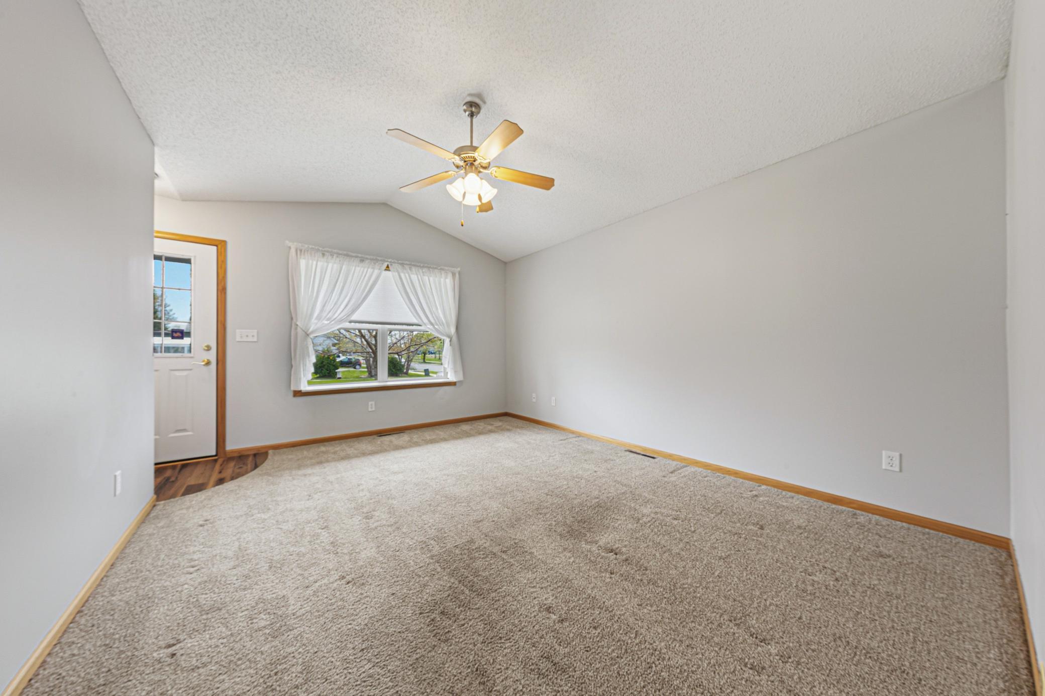 Vaulted ceiling living room with Southern exposure