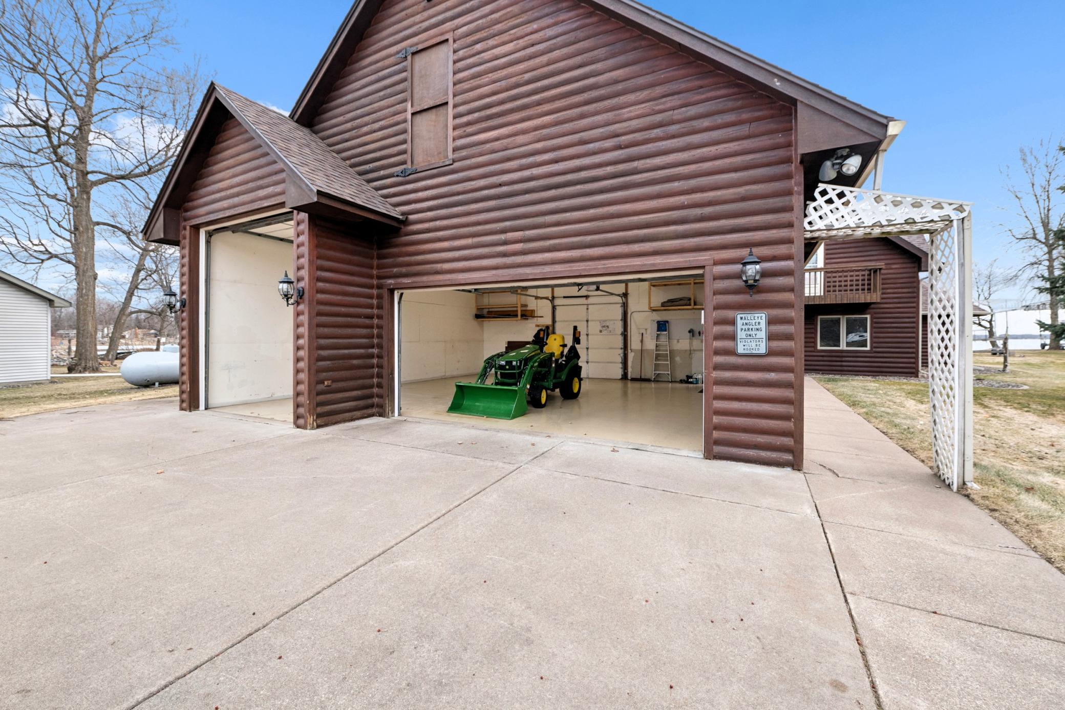 3-car insulated and heated garage.