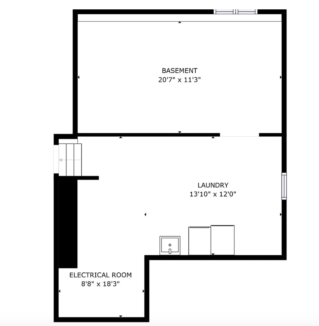 Great potential in this unfinished lowest level. Tons of space for another bedroom, workout room or office.