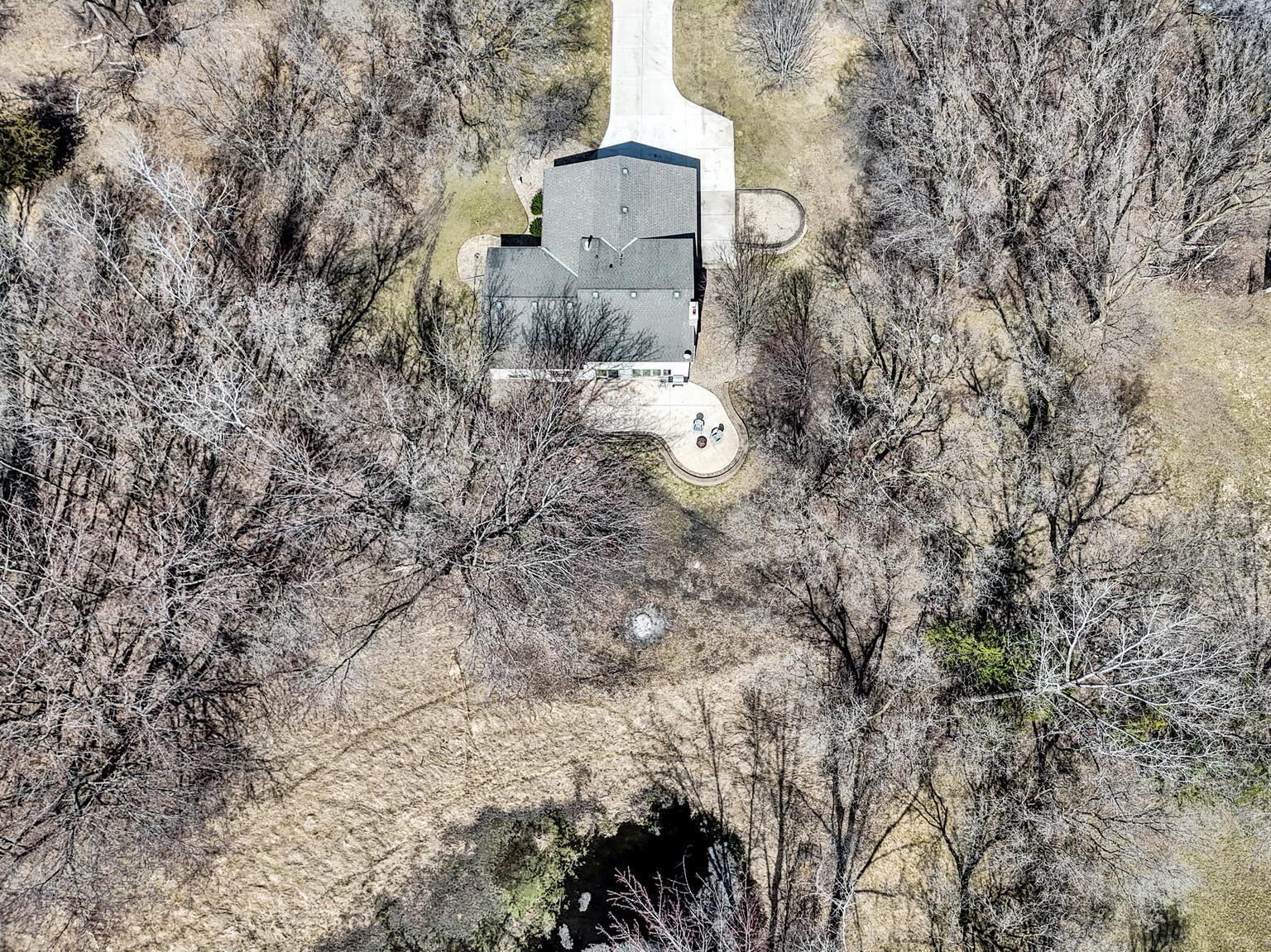 Aerial view, showcasing the enormous patio.
