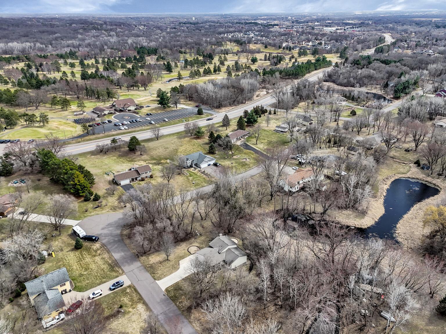Aerial view with golf course