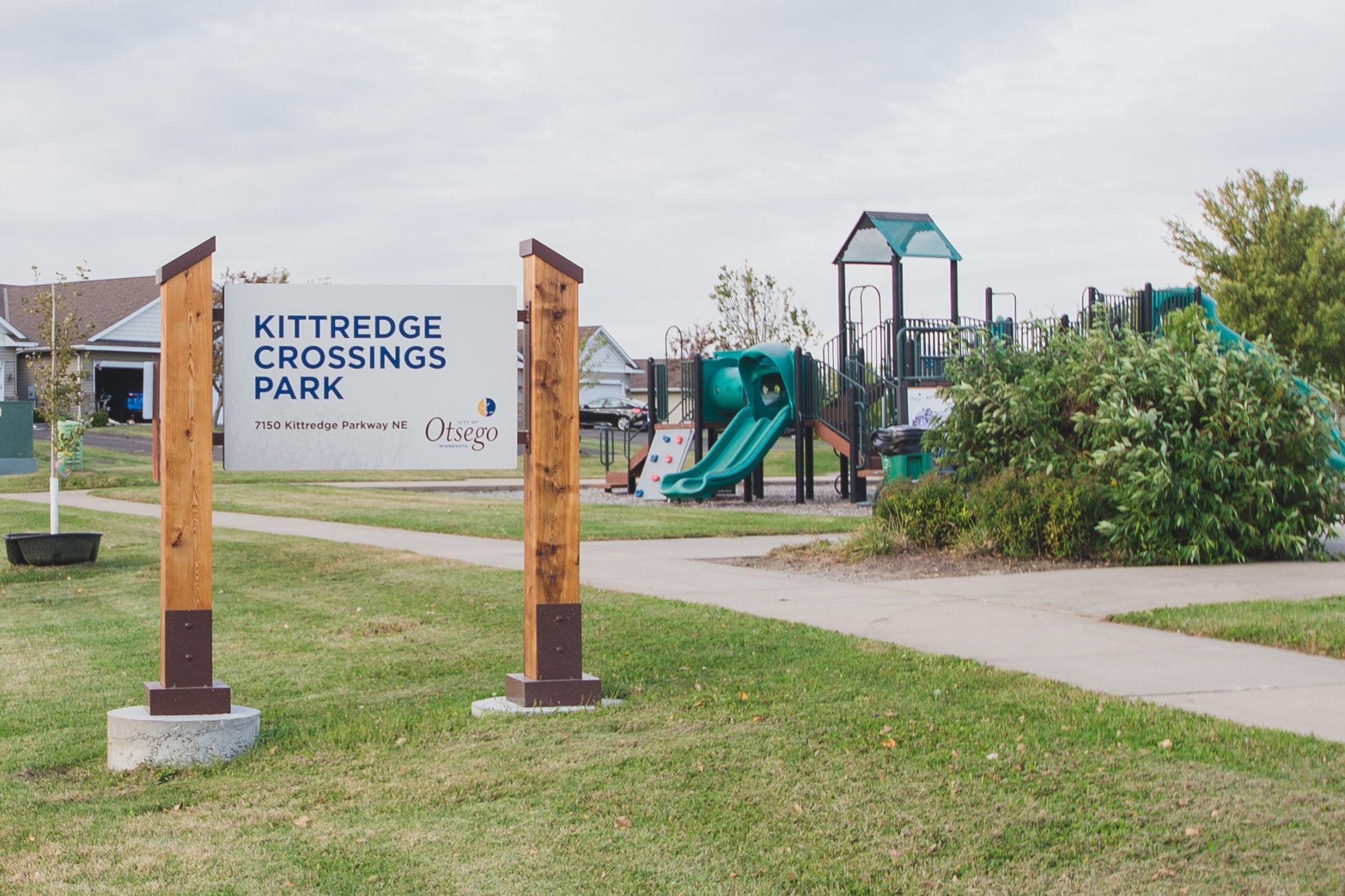 Nearby park with pavilion, tennis courts, playground, soccer field, and open green space