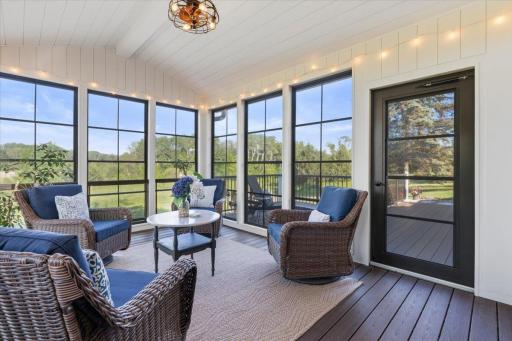 Rain or shine, this porch has a plan. Flanked by maintenance-free decking and wrapped in views â this is your favorite room from April to November.