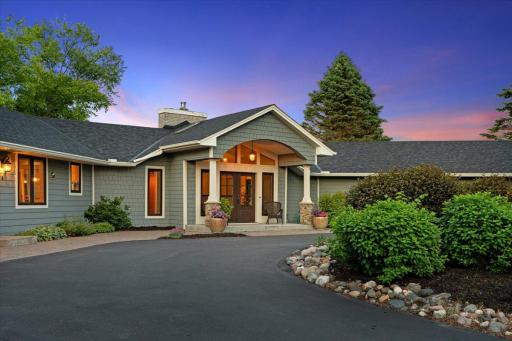 The front elevation at twilight. Come home to this.