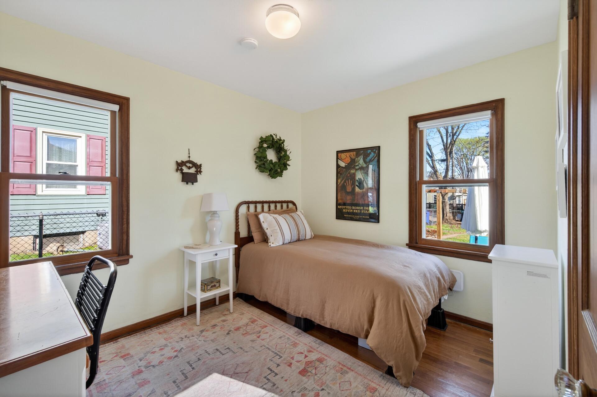 The second bedroom is set up as an office and also works well as a guest room.