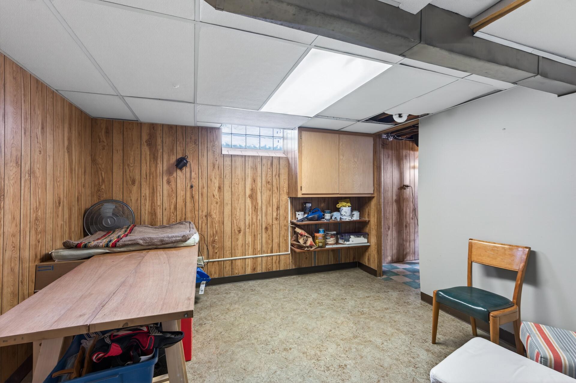 There is lots of storage space in the basement.