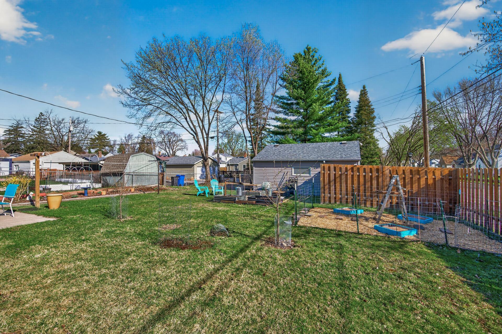 There are perennial gardens along the west side as well as the two raised bed gardens that you see here.