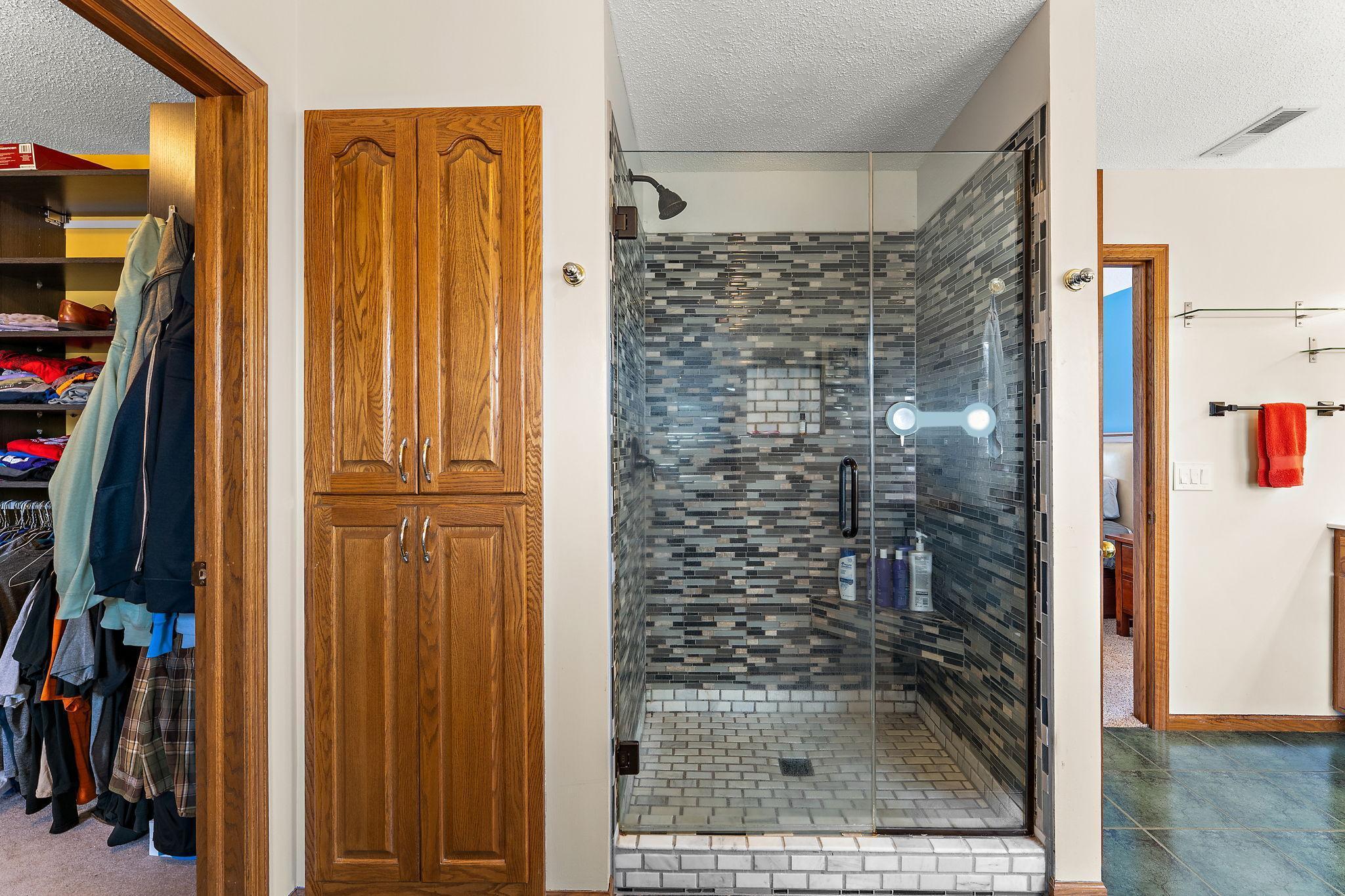 Updated shower in owner's bathroom