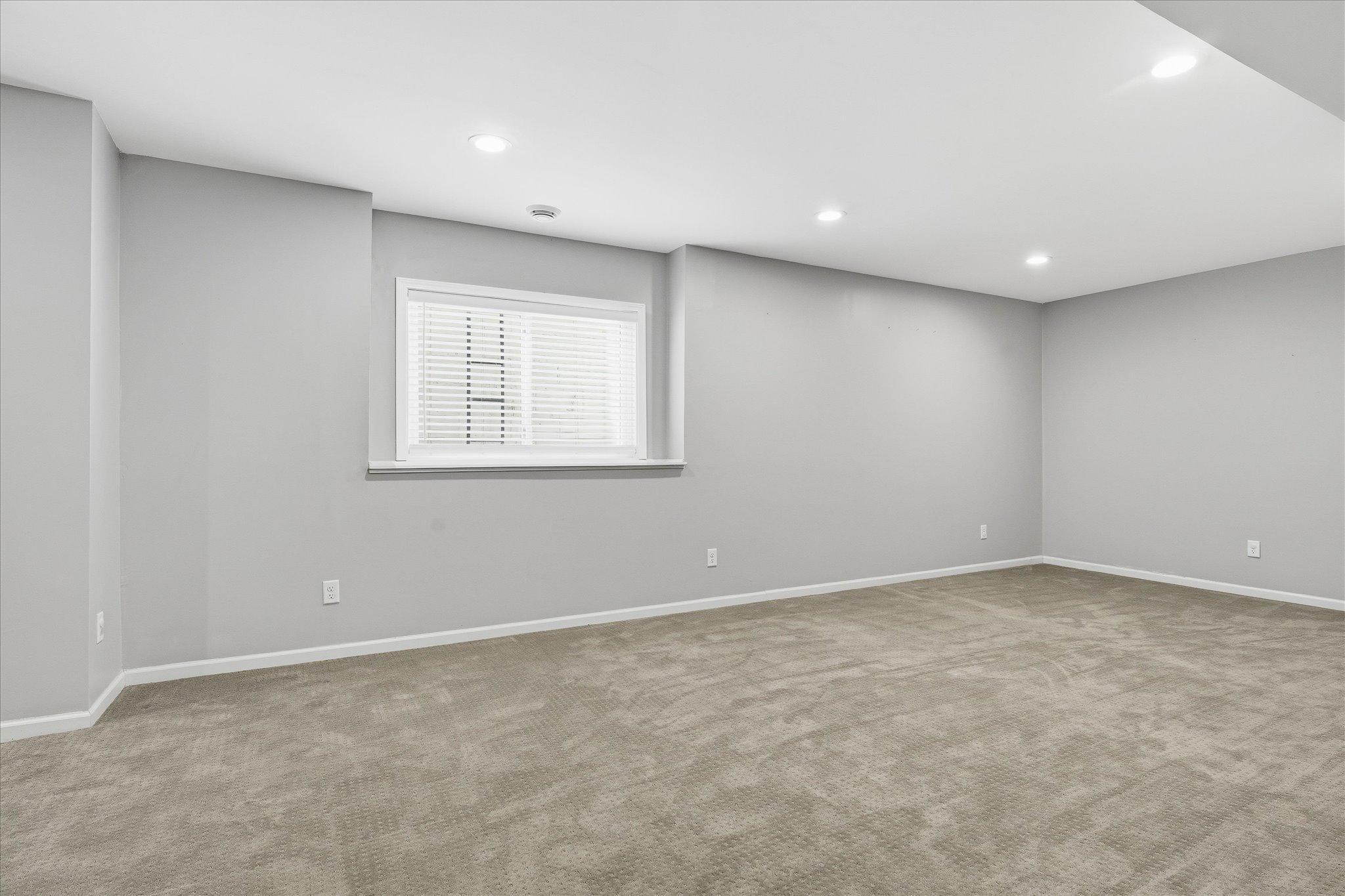 The lower-level family room provides plenty of space for hosting guests, movie nights, or creating a secondary living area for everyday enjoyment.