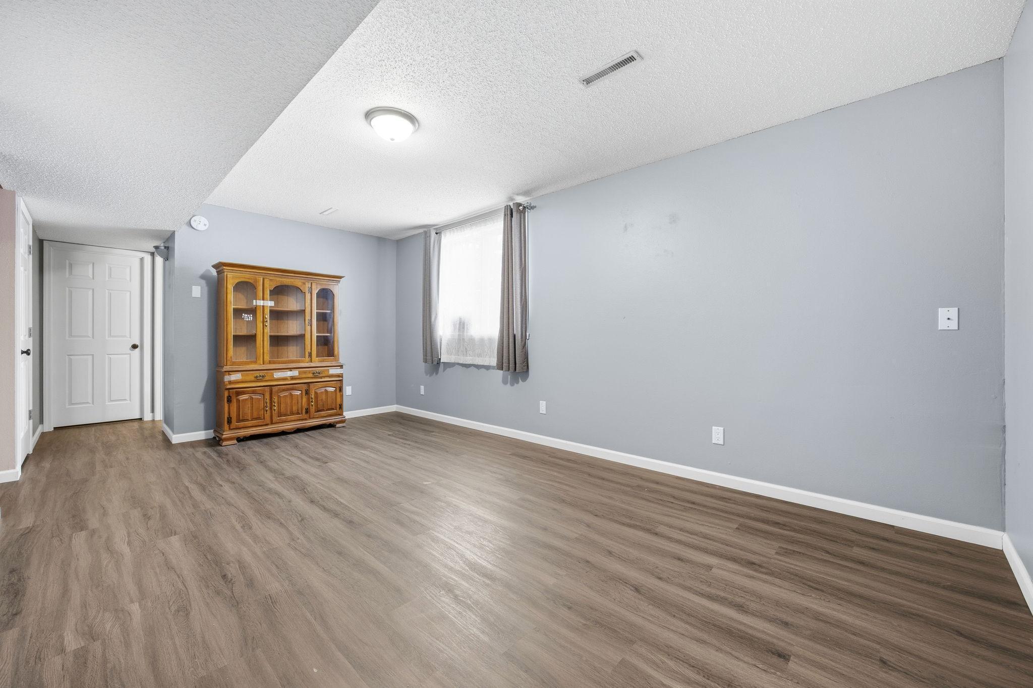 Family room in basement