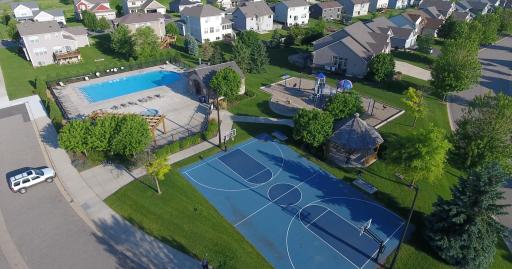 Bridle Creek neighborhood park with basketball court, gazebo, playground and pool.