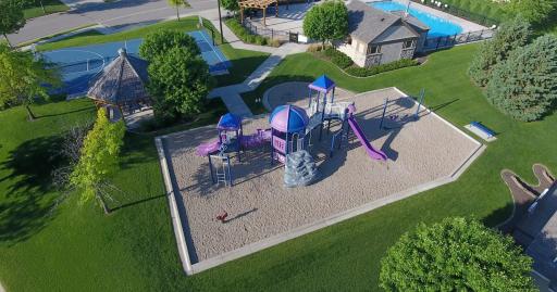 Bridle Creek neighborhood park with basketball court, gazebo, playground and pool.