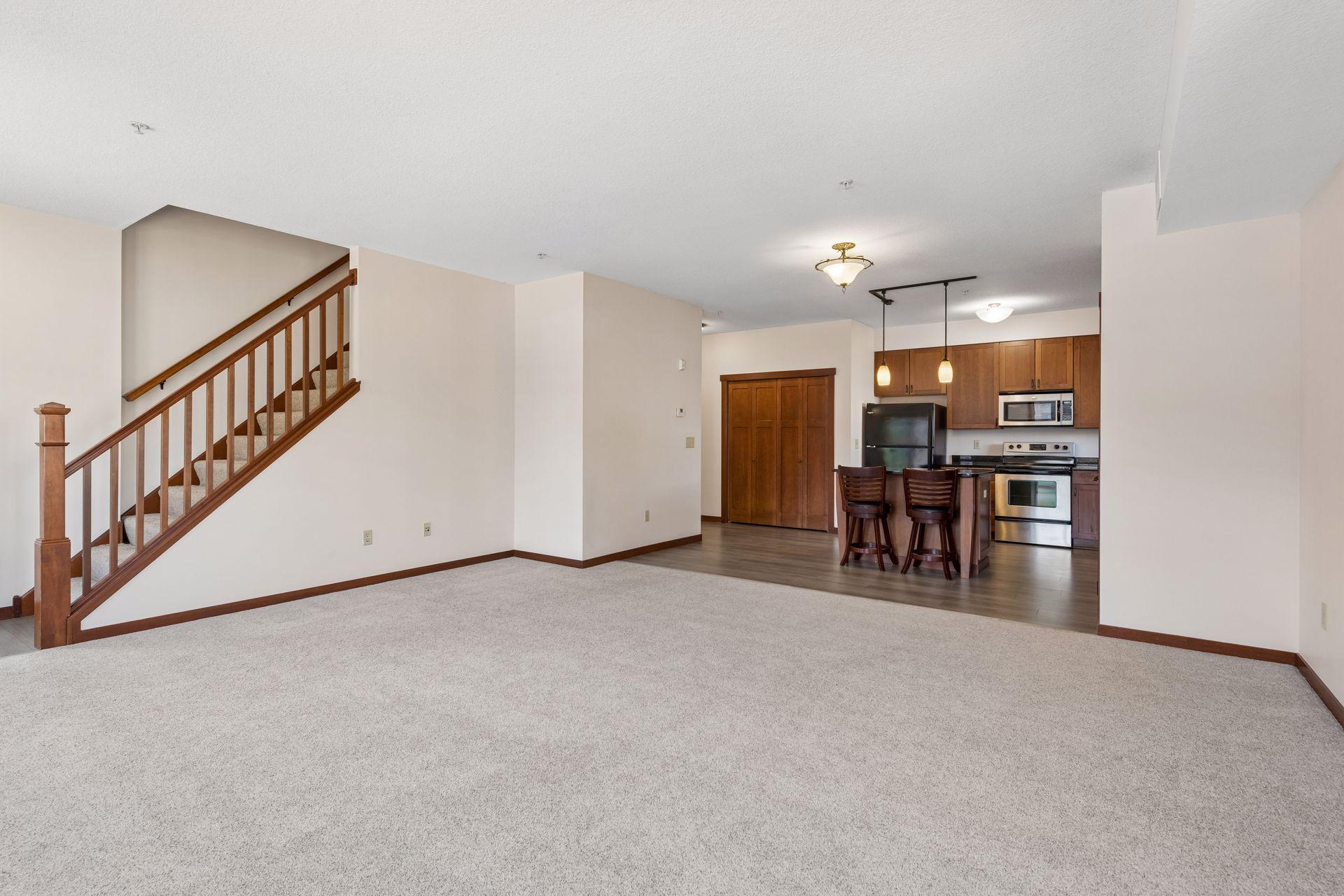 Living room is spacious enough to accommodate a dining area.