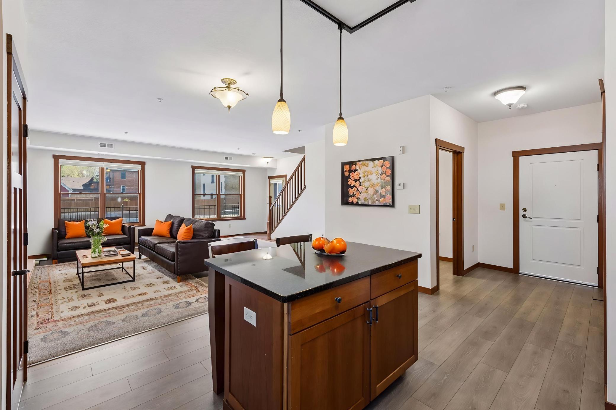 Virtually staged to provide space definition and layout.