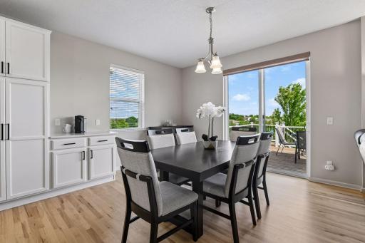 Dedicated dining space with built-in cabinet storage