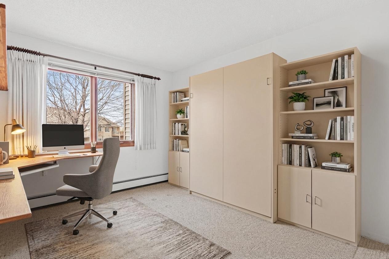 Office for staying on top of work with hidden Murphy Bed for guests