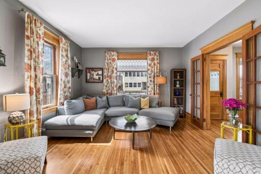 Lovely french doors and high ceilings.