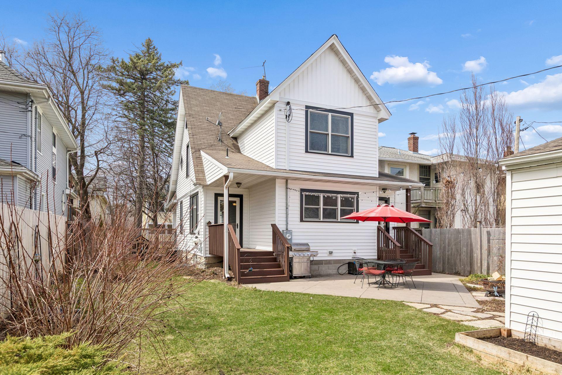 Back yard oasis is quite large with lots of lush green grass [ when weather warms up] and many beautiful plants.