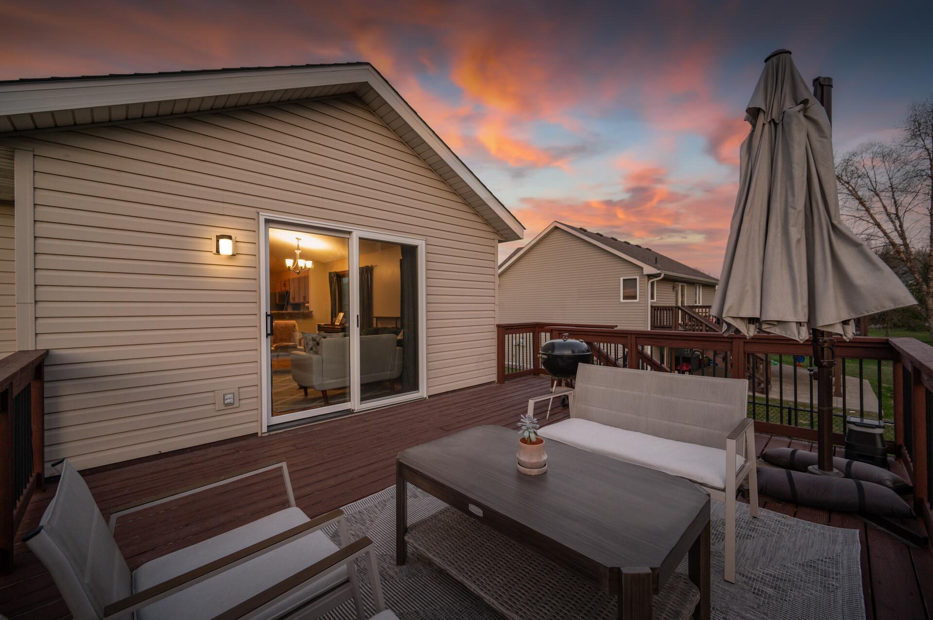 Deck off living room offers extension of entertaining