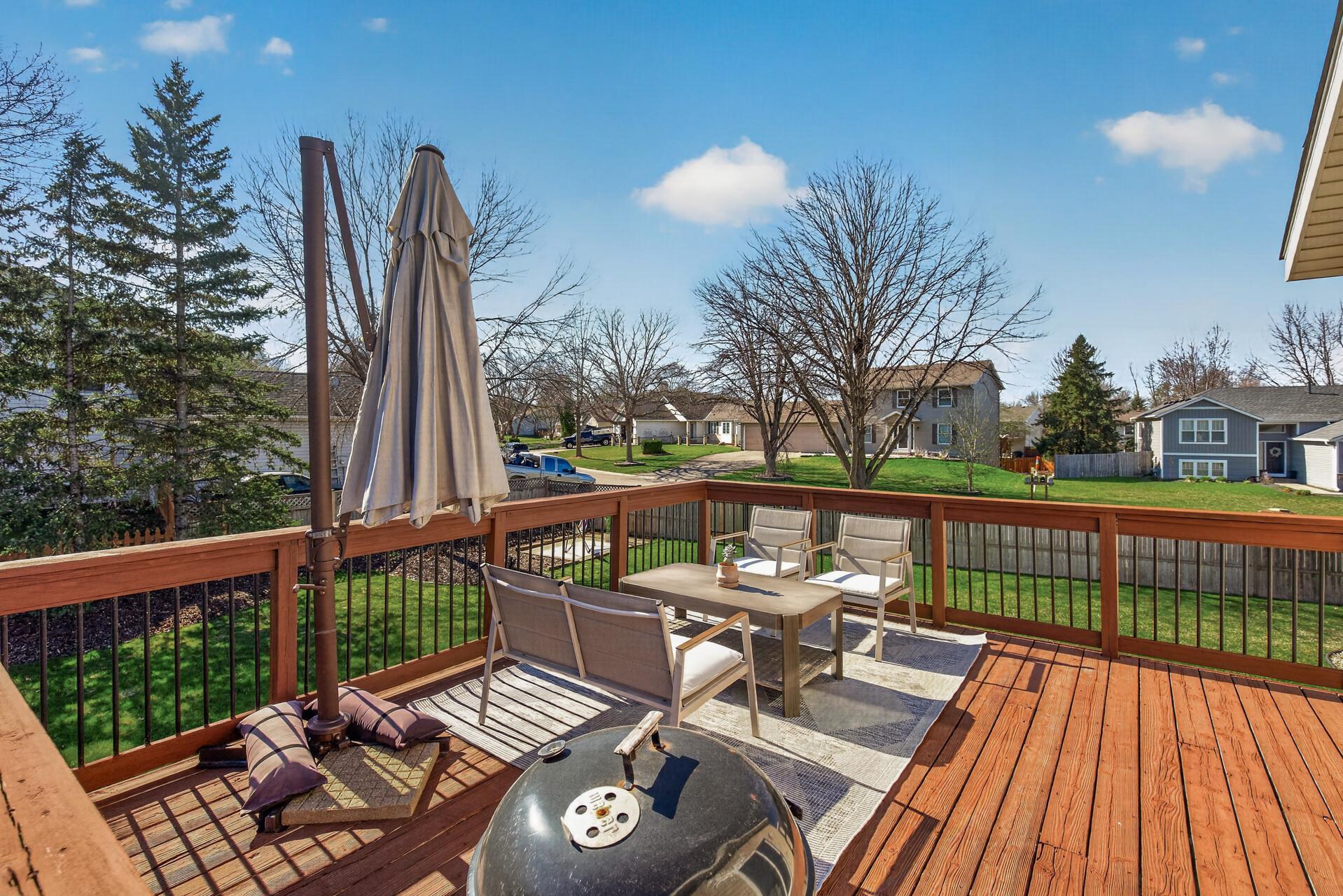 Recently Stained Deck Surrounded by fenced yard.
