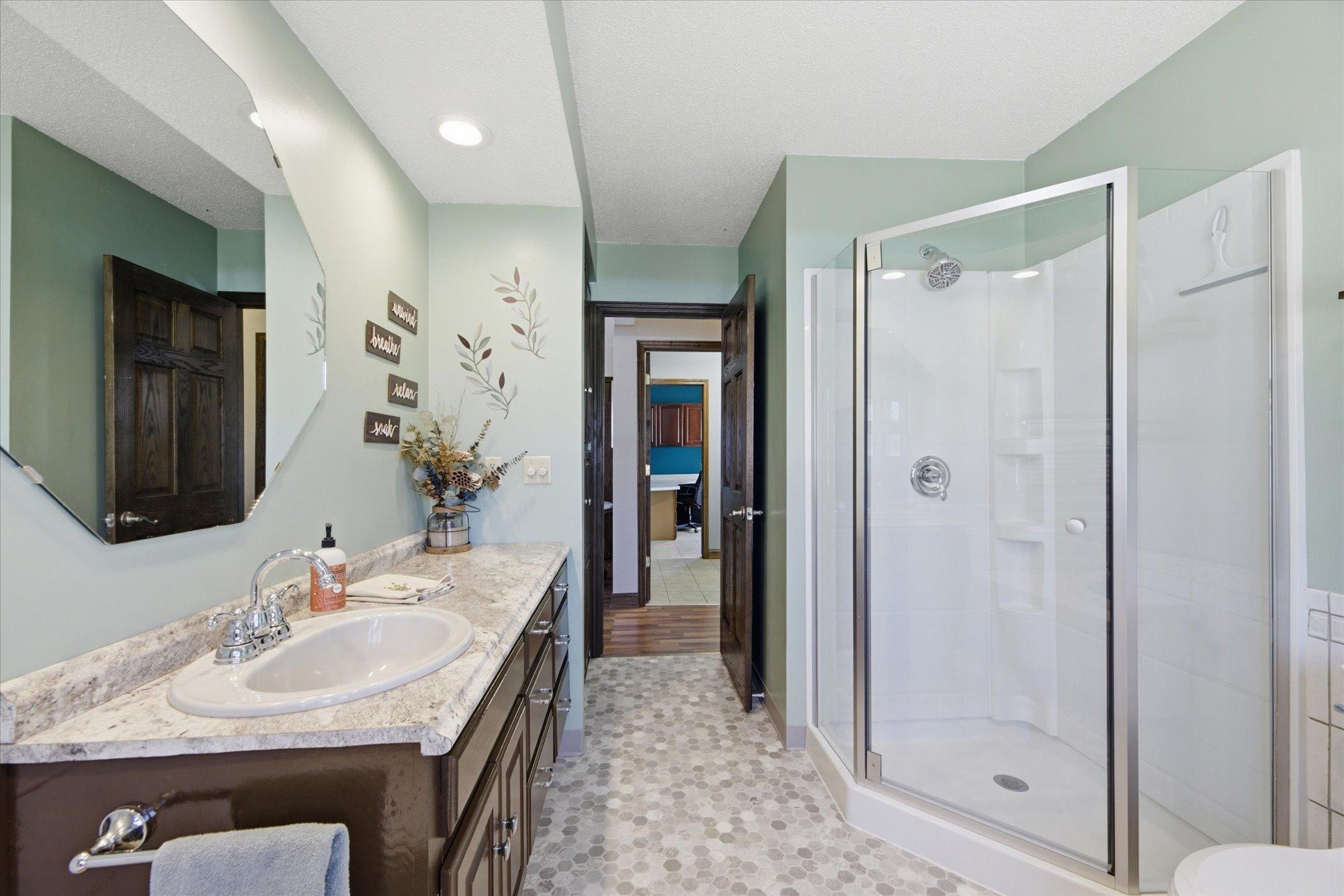 Full main floor bathroom with separate shower and soaking tub!