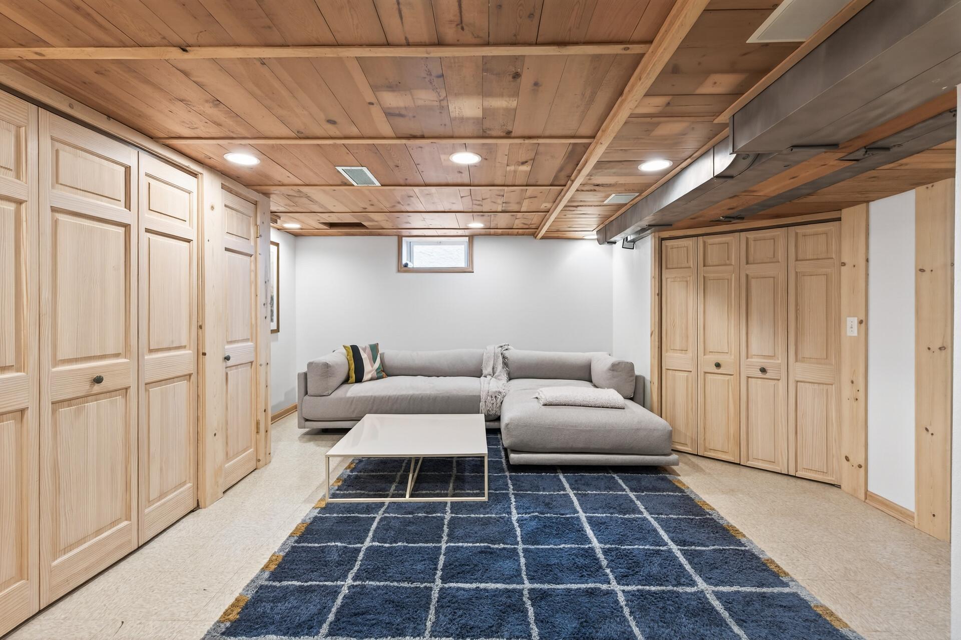 Lower level family room is the perfect spot for your next movie night