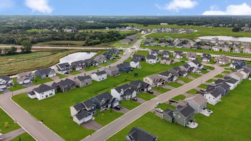 An aerial view of Fields of Winslow Cove.