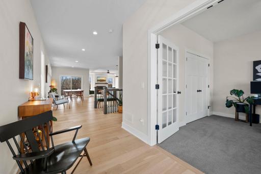 Convenient office is a great space to work from home and could flex as a bedroom