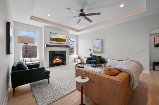 Living room leads to the primary bedroom