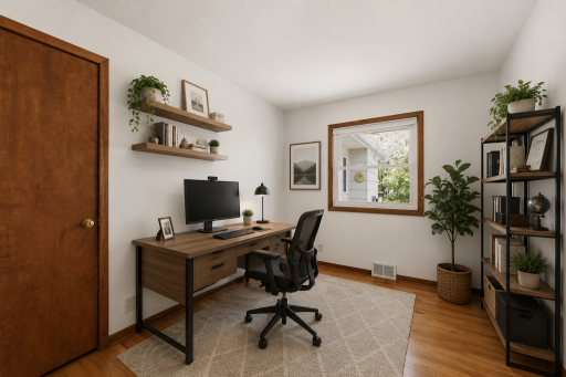 Third main floor bedroom could be used as a home office.
virtually staged