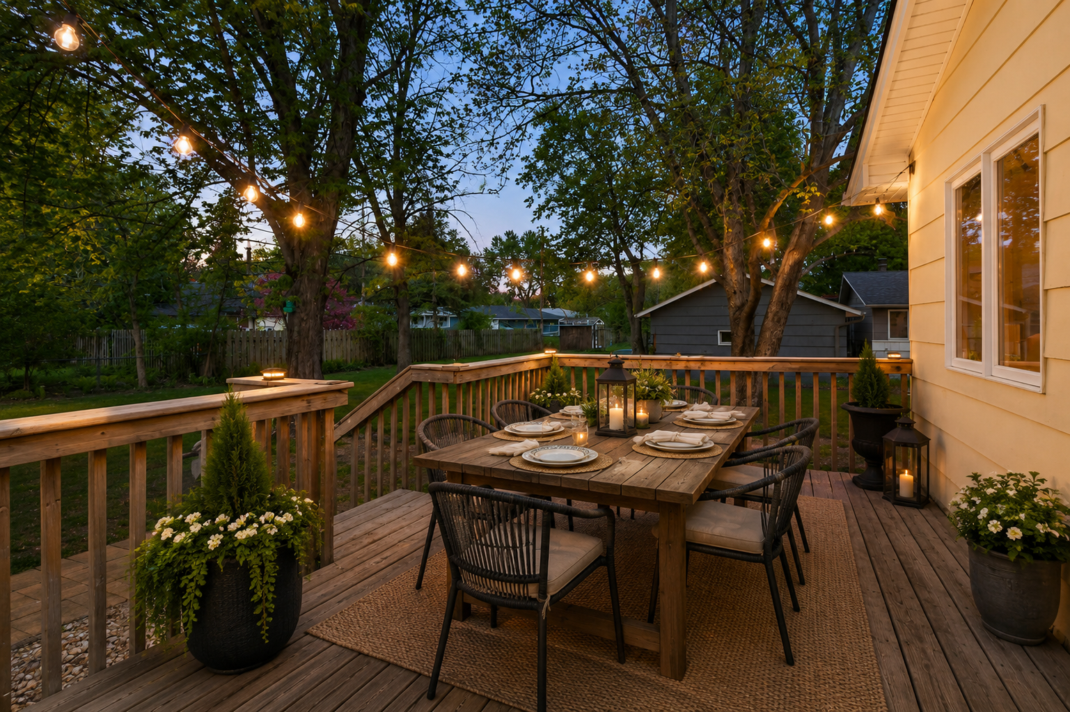 Enjoy summer evenings on this back yard deck.
virtually staged