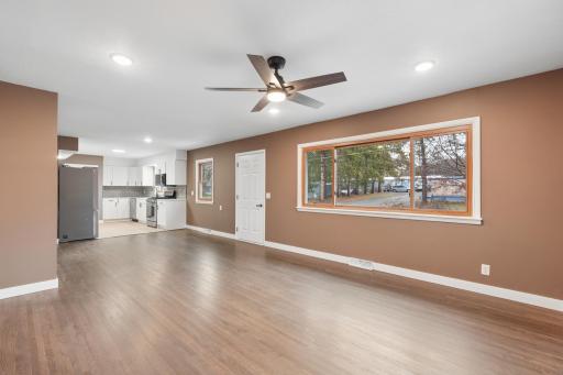 beautiful large living room with nice windows
