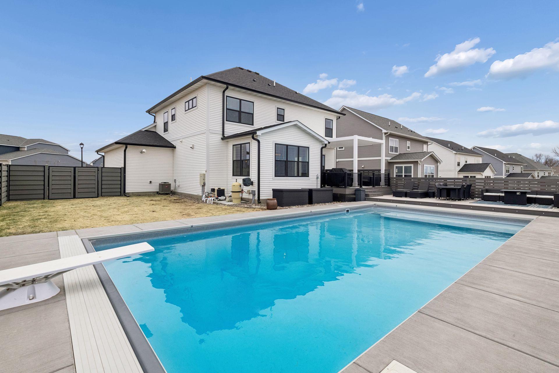 20x40ft heated saltwater pool with custom sundeck and LED lights