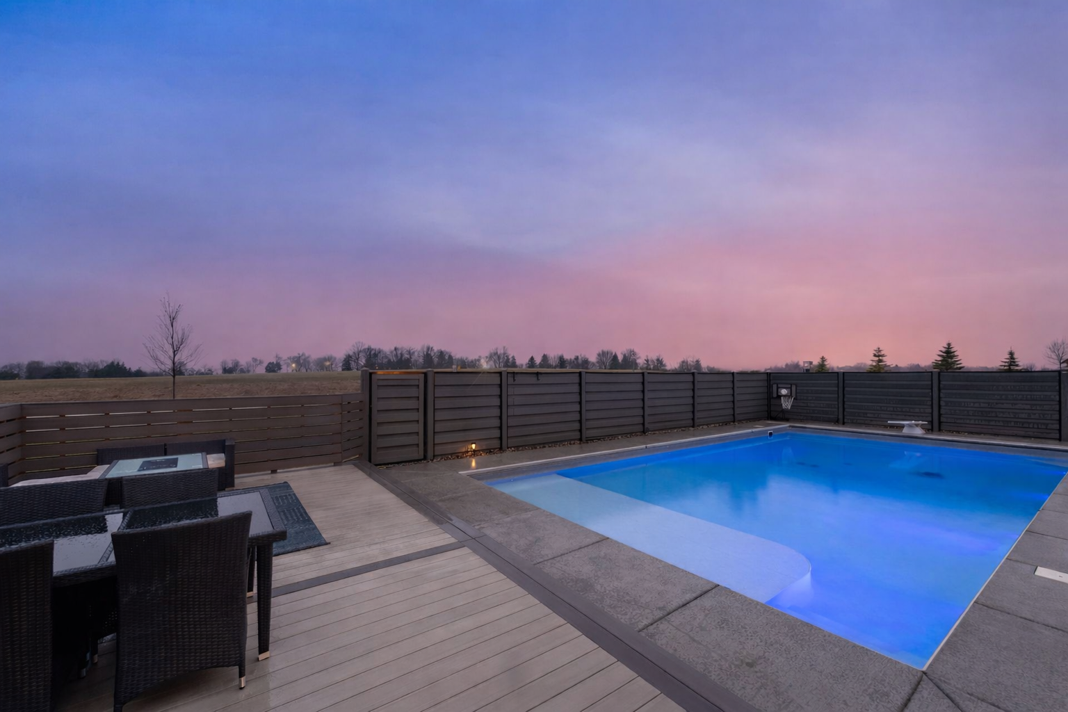 With a 6 foot privacy fence and custom sundeck this backyard is a 10/10.