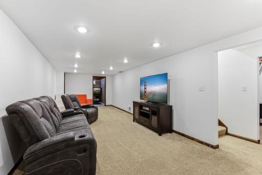 Updated electrical work and a full set of recessed ceiling lights that evenly illuminate the space.