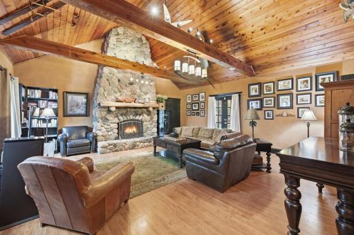 13001 Twilight Road - Great Room with Hardwood Floors and French Doors to Back Lawn