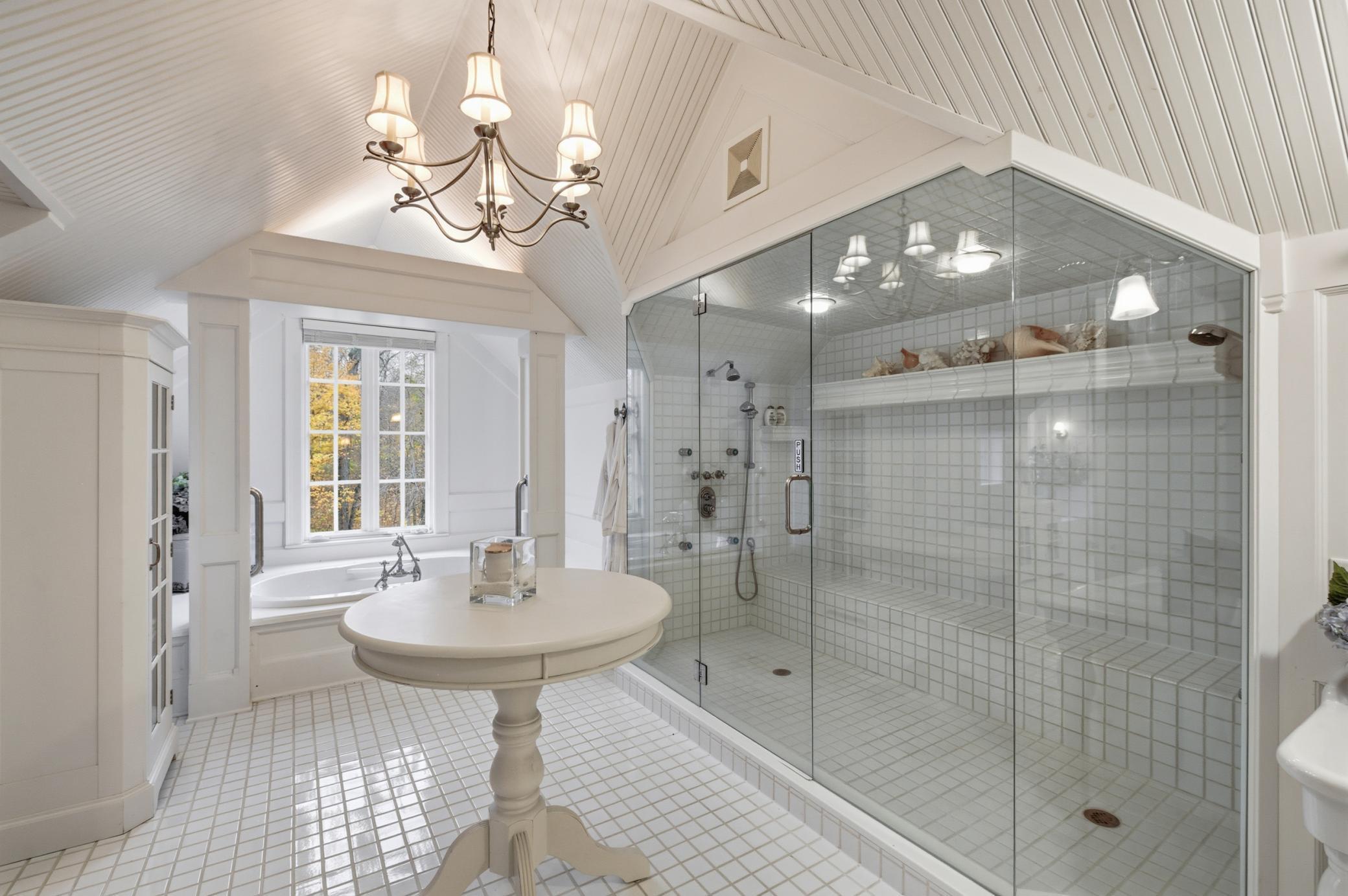 13001 Twilight Road - Primary Bathroom with Dual Full Body Steam Shower & Bench