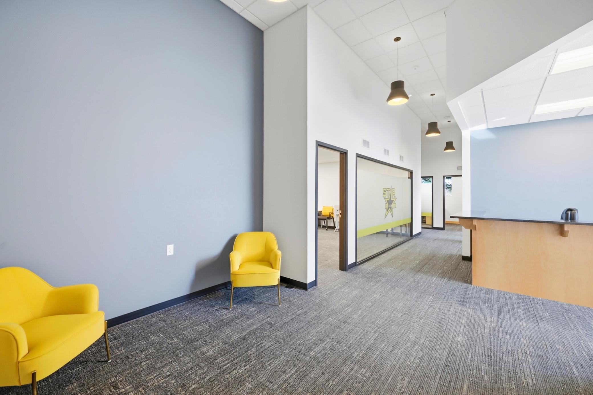 42'x68' Morton building converted into a high-end office with multiple offices, a conference room, advanced technology