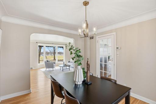 Dining room & swinging door to kitchen