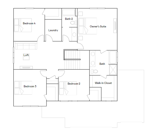 Upper level floor plan.