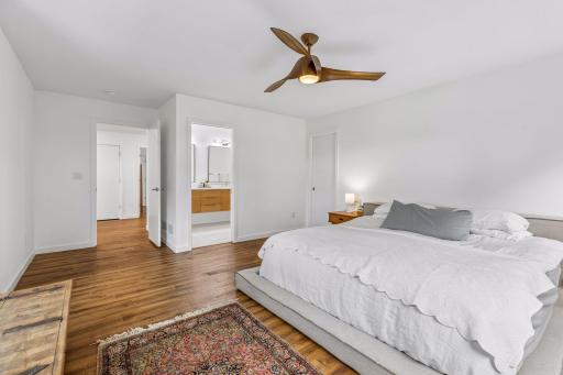 Primary bedroom with 3/4 bath en-suite and walk-in closet