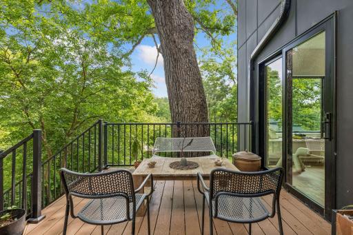 Multi-level deck allows for a variety of outdoor spaces to relax