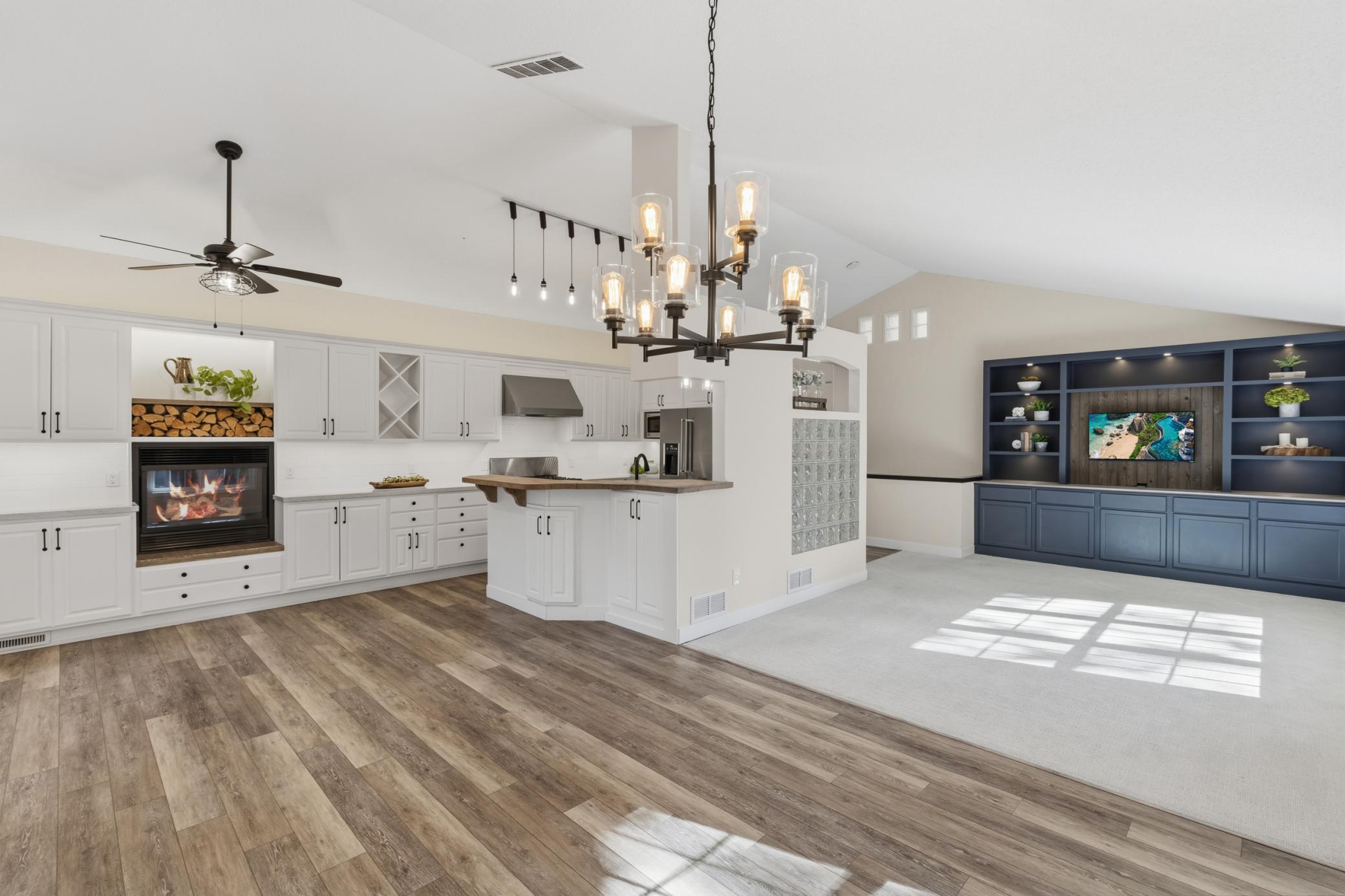 Living Room, Dining Area and Kitchen flow together