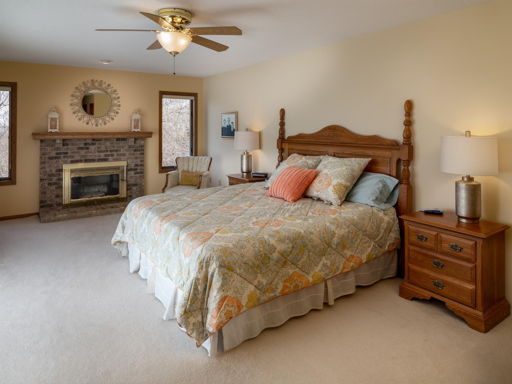 Your Primary Suite includes a wood burning fireplace.