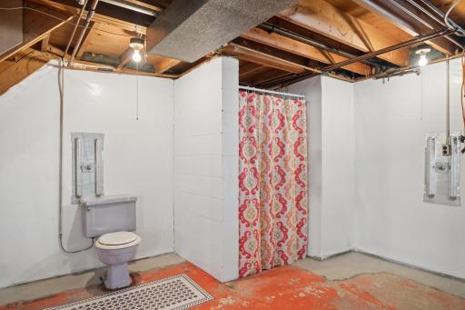 Partial bath ready to be finished in the lower level