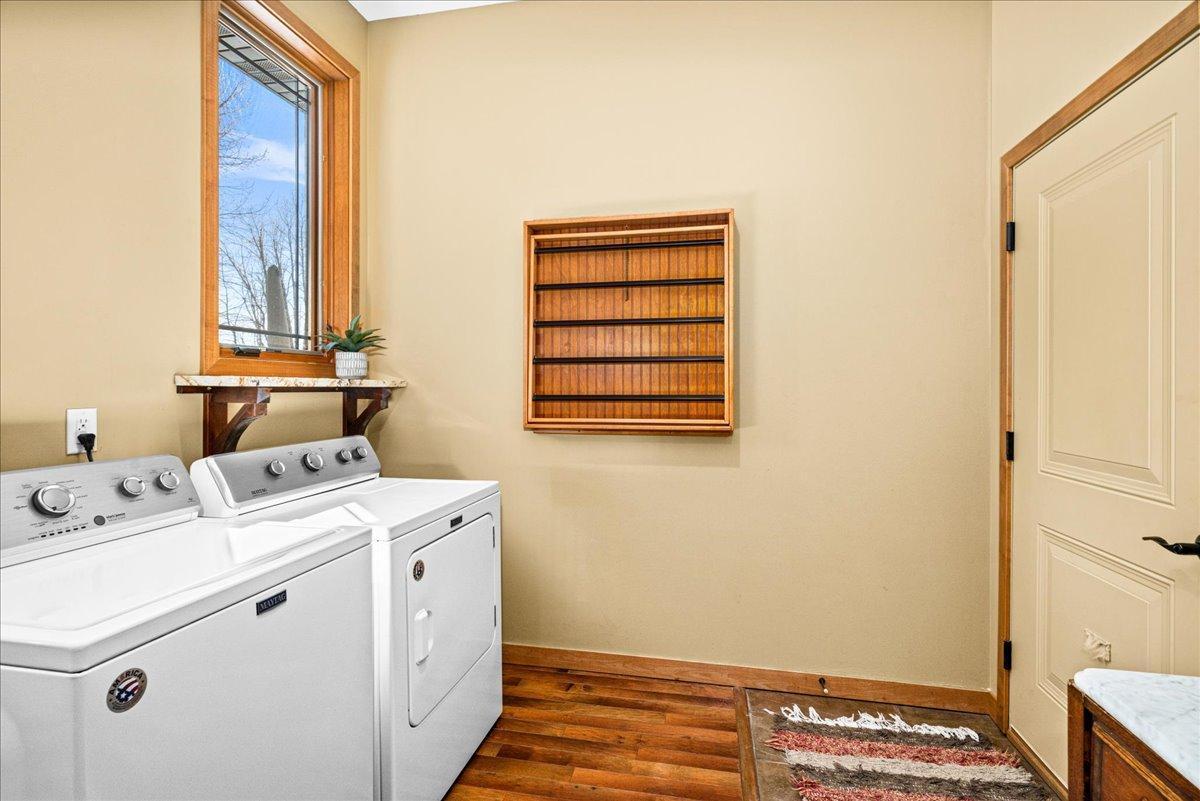 Laundry room on main. Drying rack for beach towels