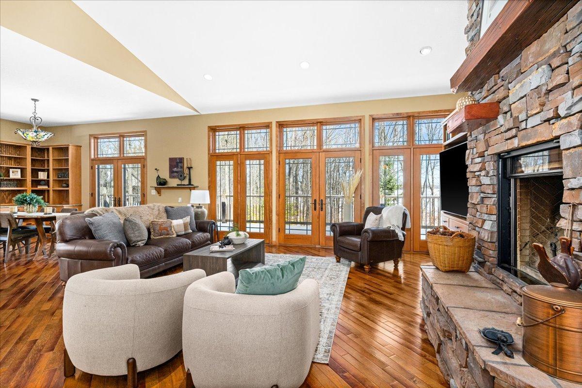 Transom windows compliment patio doors and 10 foot side walls